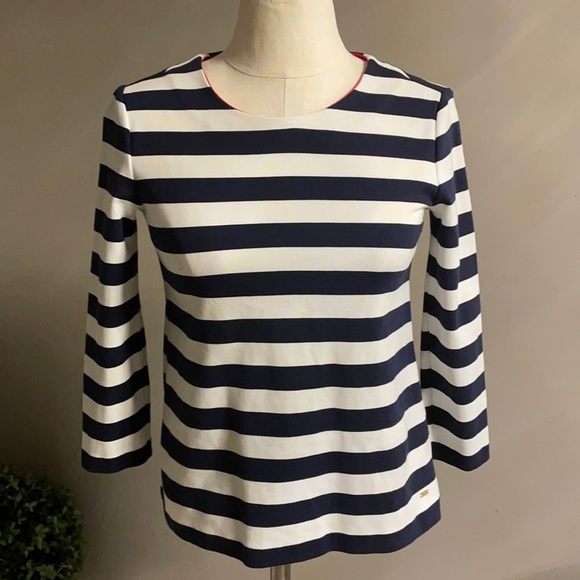 NWOT TOMMY HILFIGER women’s NAUTICAL long sleeve top. Back tie up and pleat. - Picture 2 of 11